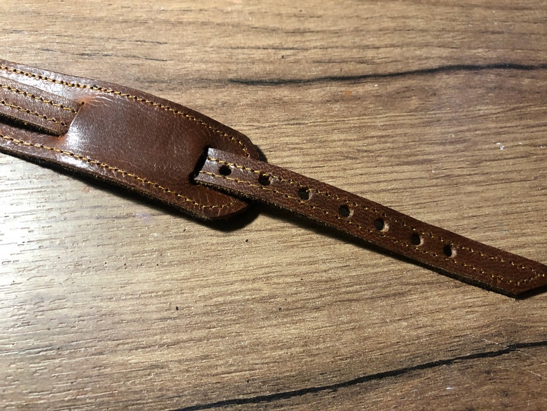 Cuir véritable WW1 Grande Guerre officier de l'armée tranchée montre-bracelet bund bracelet bande manchette pad réplique militaire antique montre marron 8 10 12 14 16mm image 8