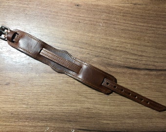 Cuir véritable WW1 Grande Guerre officier de l'armée tranchée montre-bracelet bund bracelet bande manchette pad réplique militaire antique montre marron 8 10 12 14 16mm