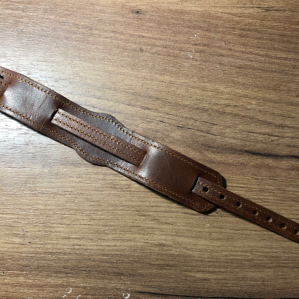 Cuir véritable WW1 Grande Guerre officier de l'armée tranchée montre-bracelet bund bracelet bande manchette pad réplique militaire antique montre marron 8 10 12 14 16mm