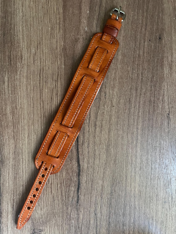 8 10 12 14 16mm oil veg tan brown leather WW1 WW2 Great war military army officer trench watch strap band vintage antique timepiece handmade