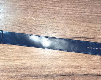 28mm handmade real blue leather vintage antique WW1 WW2 Great War military army watch band wristwatch strap