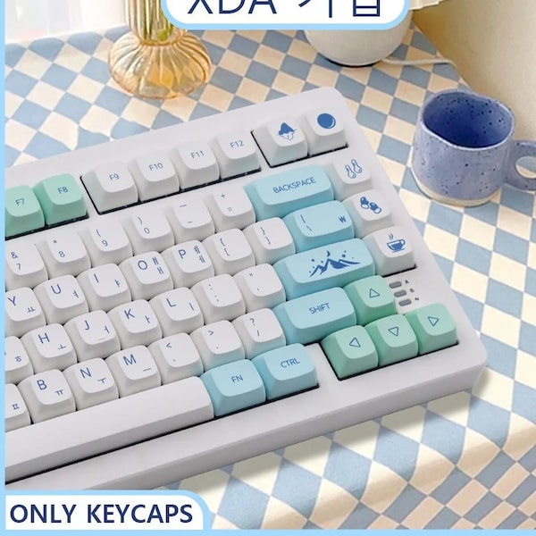 Korean XDA Keycaps | Cute Blue & Green Keycaps | Cherry MX keycaps for mechanical keyboard