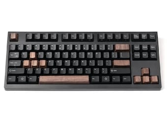 Wooden Keycaps | Walnut Brown Cherry MX Keycaps | Cute Artisan OEM Keycaps Set | Keyboard Caps