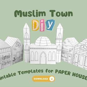 Case di carta, Bambini fai da te, Educazione musulmana, Artigianato in moschea, Giocattolo di carta, Kit artigianale, Set fai da te, Papercraft, Arte di carta, download stampabile per bambini,