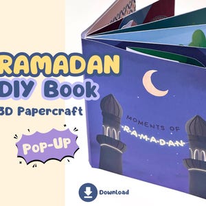 DIY Pop-Up Book, Ramadan, Muslim Papercraft, 3D Book, printable activity, download, learning at home, sahoor iftar quran dhikr taraweeh