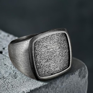 Solid Sterling Silver Men&#39;s Signet Ring Plain Wide Band