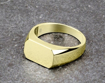 Gold-Plated Sterling Silver Mens Ring: Solid Statement Band
