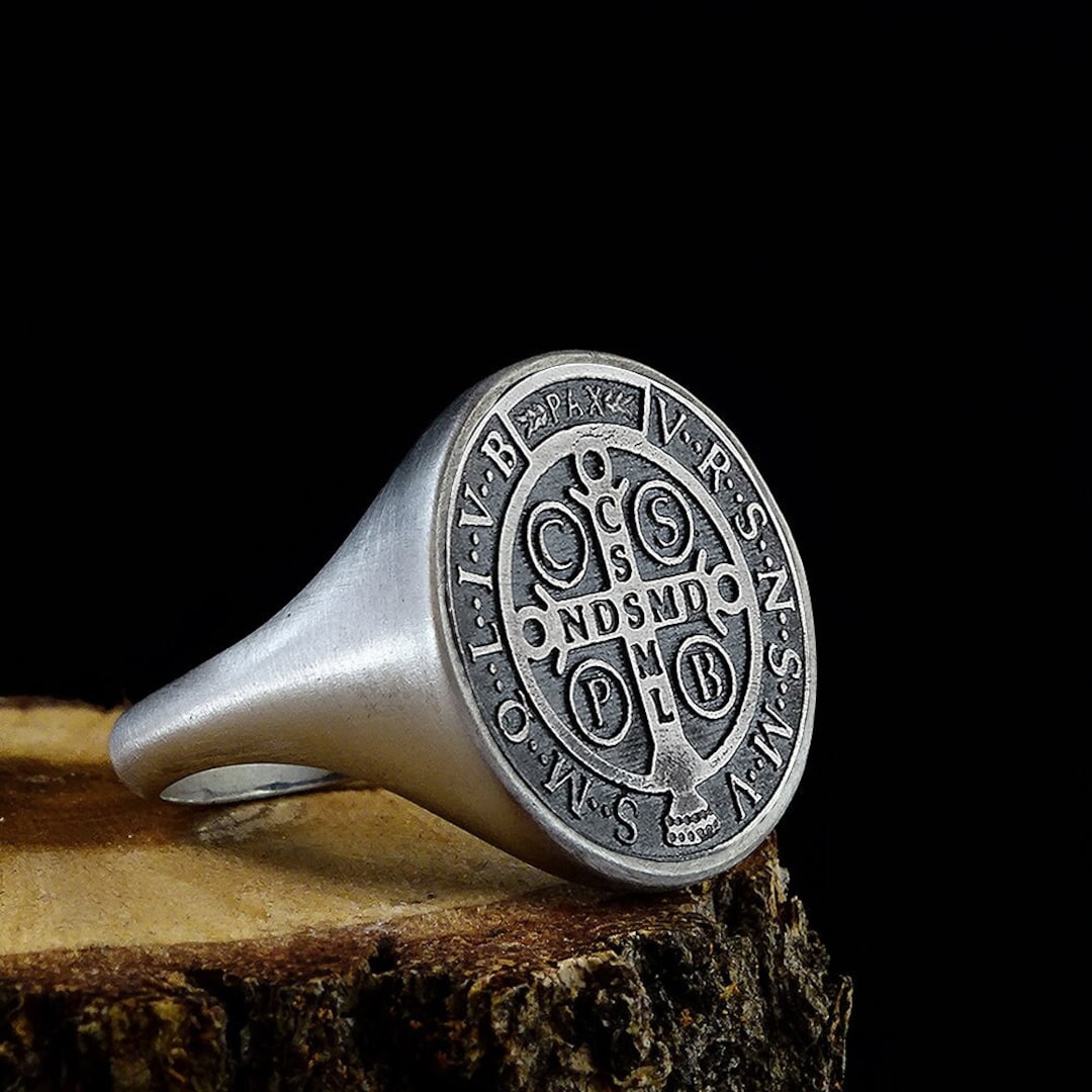 Saint Benedict Ring Christian Men's Jewelry Solid 925 Silver - Etsy