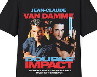 Camiseta Doble Impacto: Camiseta retro con nostalgia de películas de acción de los 90