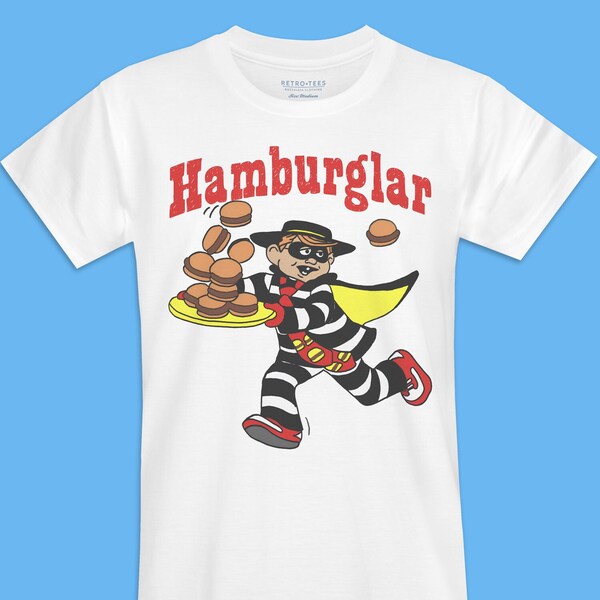 Retro 80s Hamburglar T-shirt - Retro Tees Adult Unisex Women's Men's - Classic Junk Food Burger Loving Tee For All Occasions