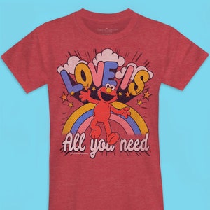 Retro Tees Official Sesame Street Elmo Love Is All You Need T-shirt by Famous Forever - Unisex Men's Women's Retro Nostalgic Gift