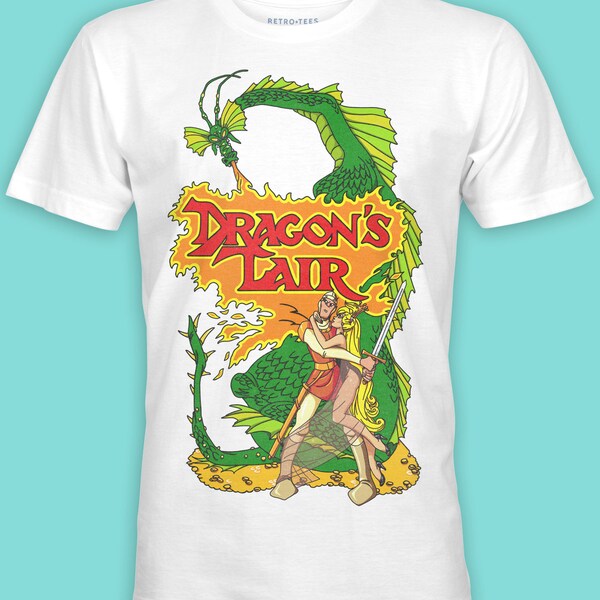 Dragons Lair 80s Gaming T-shirt - Retro Tees Adult Unisex Women's Men's Retro Nostalgia Top - Perfect 1980s, Gaming Nostalgic Gift