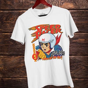 Camiseta unissex Speed Racer - Camiseta com estampa de desenho animado vintage - Camisetas retrô