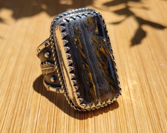 Handmade Tiger's Eye 9.50 Silver Ring