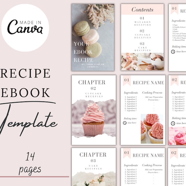 Customizable Culinary creations Editable Cookbook Design Download Recipe Collection Canva Recipe Book Template, Editable baker recipe ebook