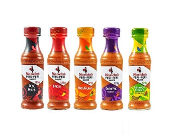 Nando's Hot Peri-Peri Sauce (125g) / Diferentes sabores de salsas picantes / Nando's Hot Sauce Variation Set para fanáticos de las salsas picantes