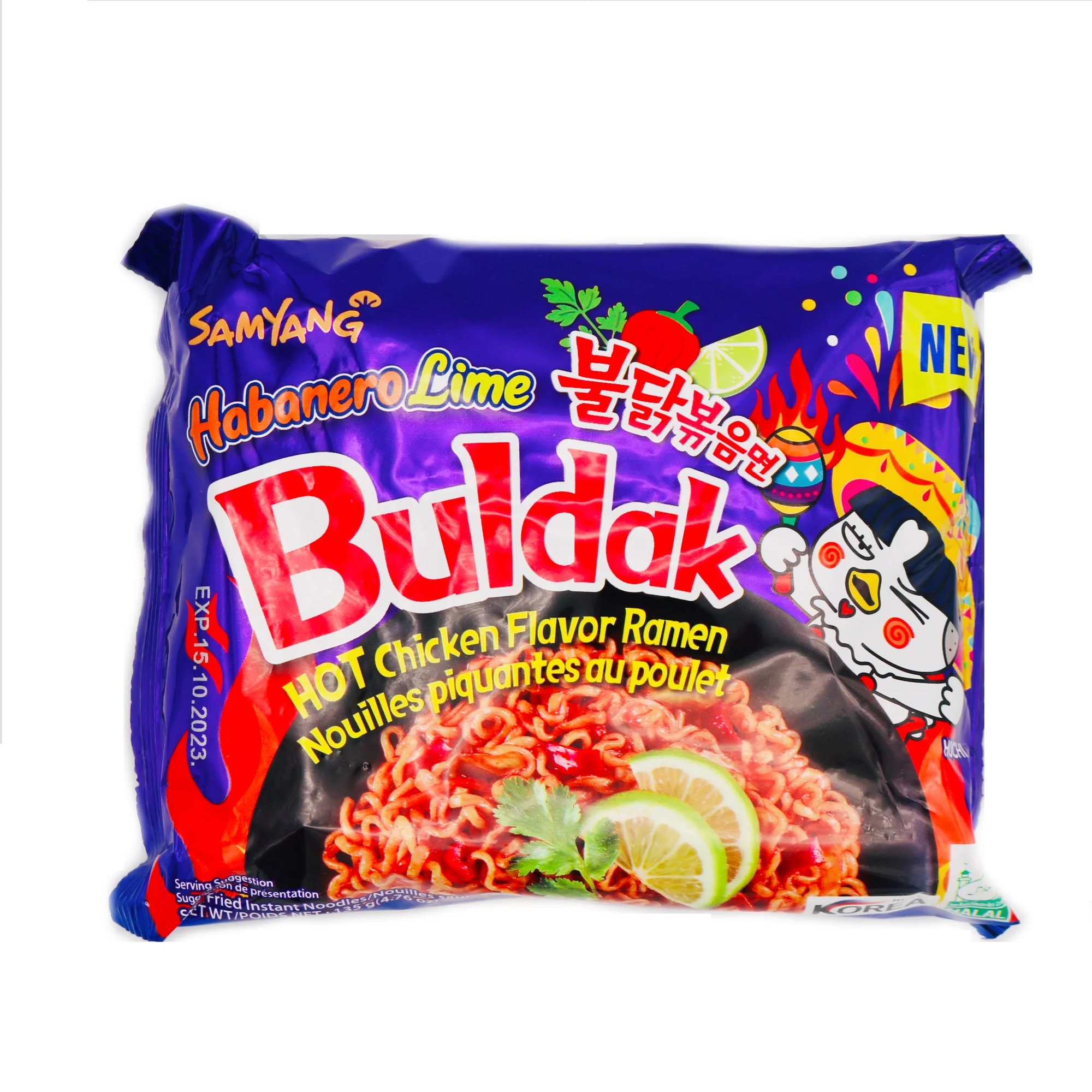 Buldak Ramen habanero lime - citron vert Nouilles Instantanées coréennes  Pack 5