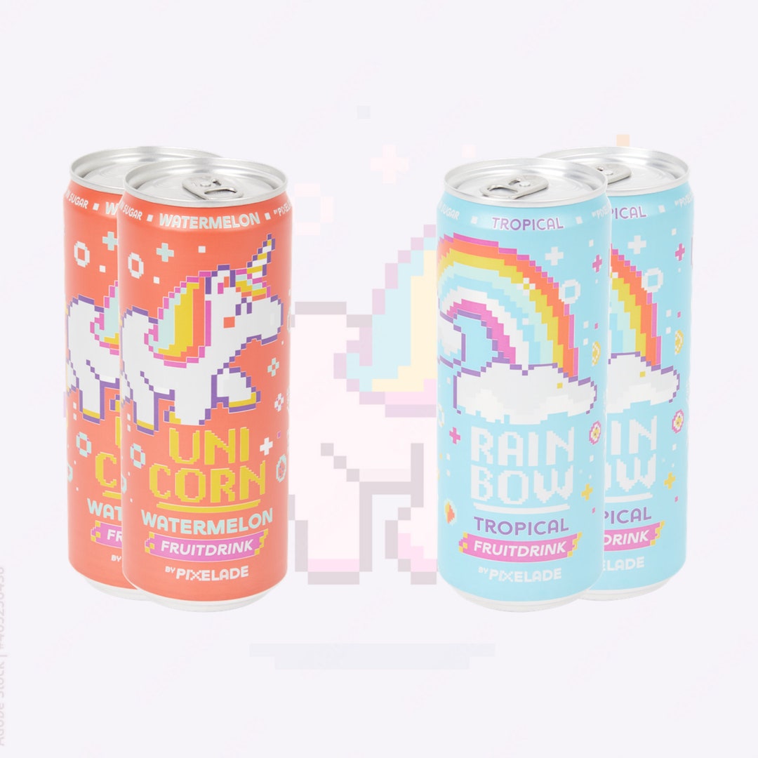 Pixelade Rainbow Unicorn Fruit Drink 4pack Tropical & Watermelon