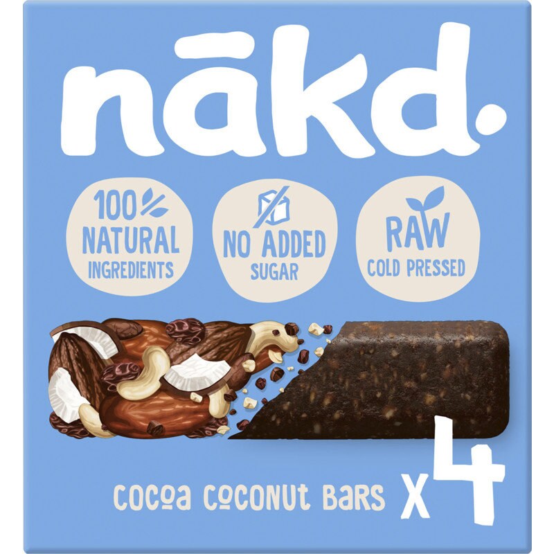 Nakd. 9-pack Chocolate Fruit & Nut Bars Assorted Flavors Vegan,  Gluten-free, and Wholesome 