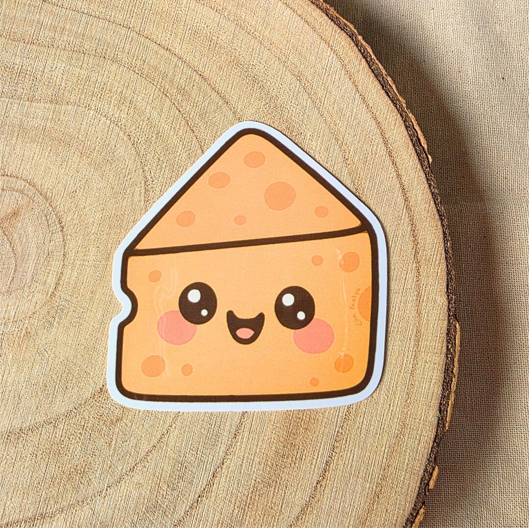 Kawaii Cheddar Cheese Sticker | Waterproof Vinyl Decal - Etsy