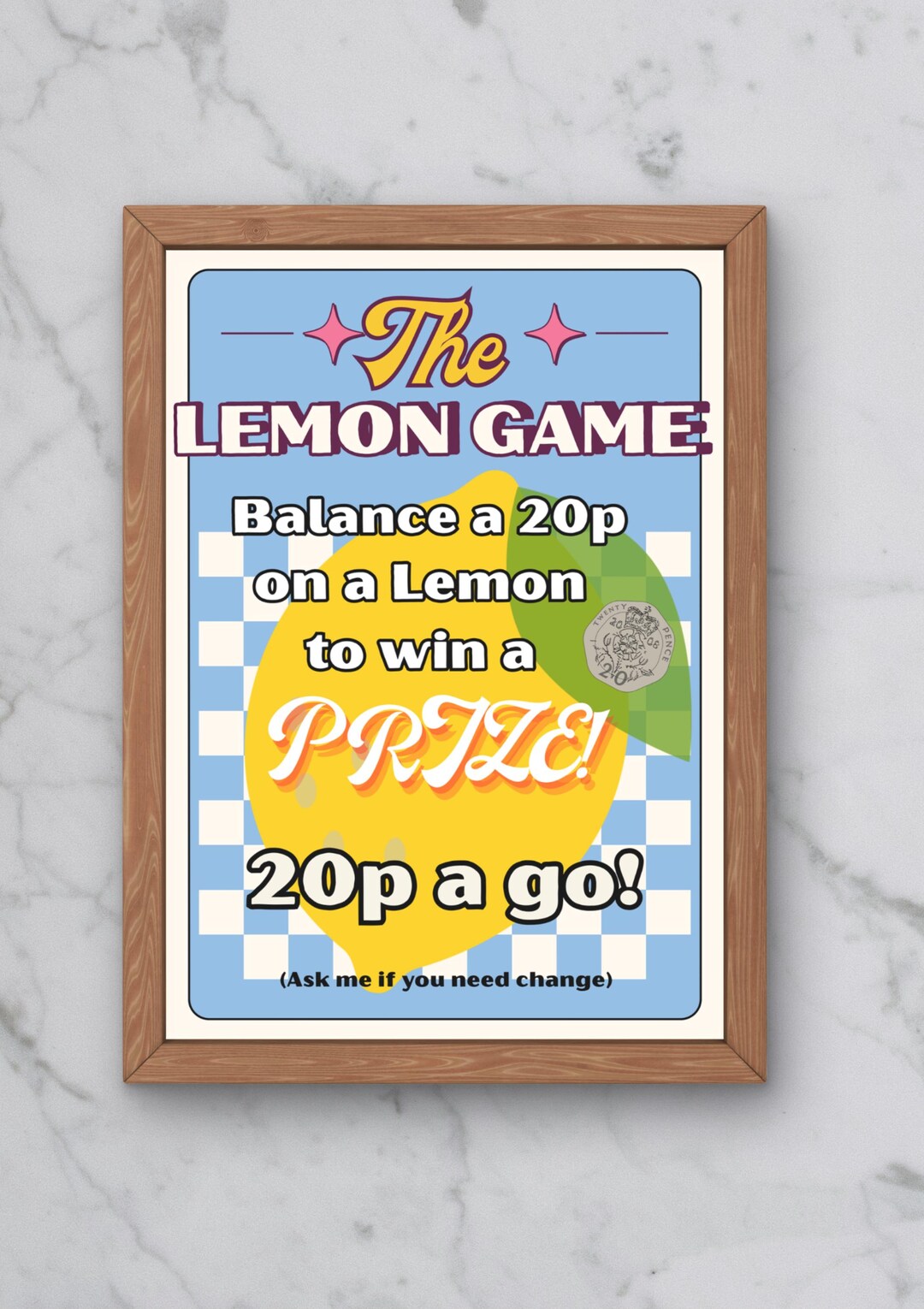 Lemon Game Poster | Fun Fair Stall Sign | Printable Digital Download - Etsy
