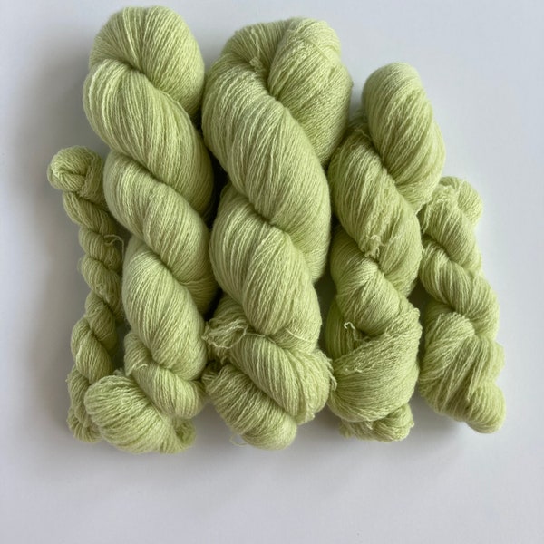 100% Cashmere Yarn | Neon Yellow Green | Lace Weight Cashmere | Sustainable and Recycled