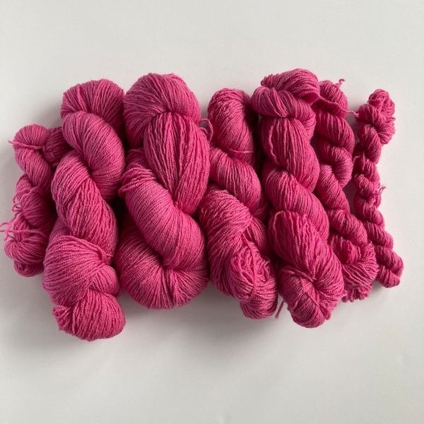 100% Merino Wool Yarn | Light Fingering Weight Yarn | Hot Pink | Recycled Yarn