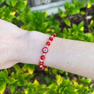 Evil Eye Bracelet, Red Evil Eye Bracelet, Adjustable Evil Eye Bracelet