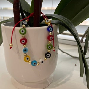 Evil Eye Bracelet, Evil Eye Colorful Bracelet, Crystal Evil Eye Bracelet, Adjustable Evil Eye Bracelet.