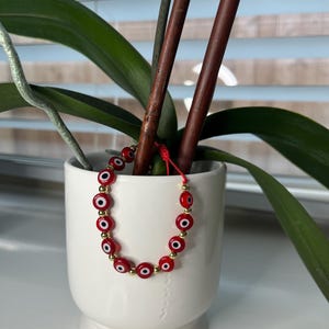 Red Evil Eye Bracelet, Evil Eye Bracelet, Crystal Evil Eye, Adjustable Evil Eye Bracelet, Evil Eye