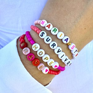 Breast Cancer Awareness Elastic Bracelet, Breast Cancer Warrior,Cancer Awareness Jewelry,String Breast Cancer Bracelet, Pink Cancer Bracelet