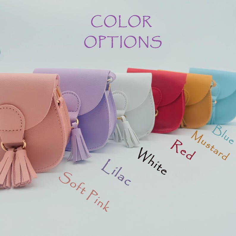 Little Girl Purse | Custom Mini Purse | Personalized Girls Tassel Crossbody Purse | Mini Shoulder Bag | Leather Toddler Purse image 4