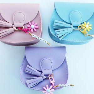 Porte-monnaie petite fille |  Mini sac à main personnalisé | Sac à main personnalisé à pampilles pour fille | Mini sac à bandoulière | Porte-monnaie en cuir pour tout-petit