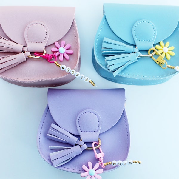 Little Girl Purse |  Custom Mini Purse | Personalized Girls Tassel Crossbody Purse | Mini Shoulder Bag | Leather Toddler Purse