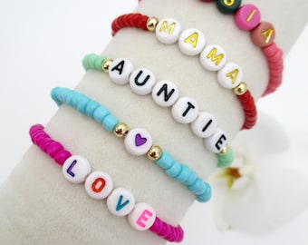 Personalized Name Custom Beaded Bracelet, Friendship Bracelets, Bracelets for Girls, Gift for Friend, Girls Trip Bracelet, Beaded Bracelet