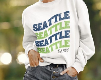 Seattle Football Vintage Pullover, Seahawk Throwback Sweatshirt, Unisex Retro Seahawk Crewneck, Seattle Sports Fan Gift, Game Day Sweatshirt