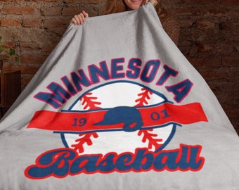 Minnesota Baseball Sherpa Blanket, MN Twin Cozy Blanket, Minn Sports Fan Gift, Cozy Minnesota Sherpa Blanket, Twin Baseball Sherpa Throw