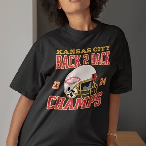 Kansas City Back to Back SuperBowl Champions TShirt, Superbowl LVIII Champs Shirt, Unisex Retro KC Football Tee, Chief Football Crewneck Tee