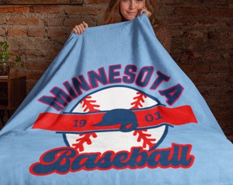 Minnesota Baseball Sherpa Blanket, MN Twin Cozy Blanket, Minn Sports Fan Gift, Cozy Minnesota Sherpa Blanket, Twin Baseball Sherpa Throw