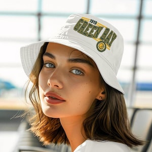 Green Bay Football Bucket Hat, Vintage Packer Bucket Hat, Retro Football Cap, Packer Fan Gift, Football Apparel, Tailgating Bucket Hat