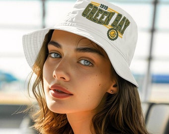 Green Bay Football Bucket Hat, Vintage Packer Bucket Hat, Retro Football Cap, Packer Fan Gift, Football Apparel, Tailgating Bucket Hat