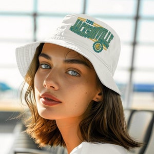 Kapelusz typu bucket hat z motywem Jacksonville Football, zabytkowy kapelusz typu bucket hat z motywem Jaguar, retro czapka futbolowa, prezent dla fana Jaguara, odzież piłkarska, kapelusz typu bucket hat na imprezę tailgatingową