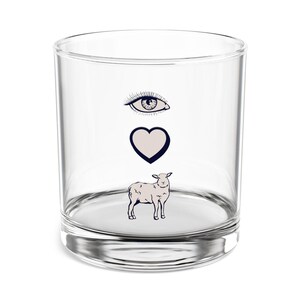 Eye Heart Ewe 10オンス バーグラス、I Love You ドリンクグラス、面白い農場の動物のイディオム ローボールグラス、バレンタインデーギフト、愛する人へのギフト
