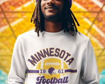 Minnesota Football Sweatshirt, Vintage MN Vikes Crewneck Sweatshirt, Men's & Women's Throwback Viking Sweatshirt, Minnesota Sports Fan Gift