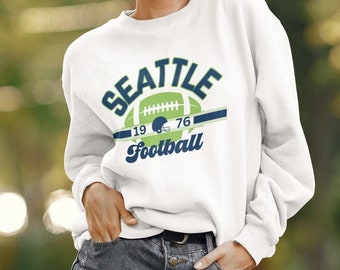 Seattle Football Retro Sweatshirt, Vintage Seahawk Crewneck Sweatshirt, Men's & Women's Seattle Throwback Crewneck, Seatown Sports Fan Gift