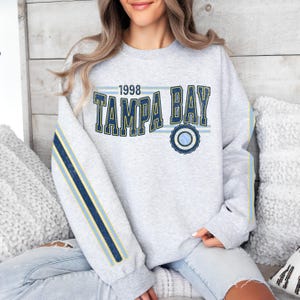 Tampa Bay Baseball Vintage Retro Sweatshirt, Unisex Ray Sleeve Print Crewneck, Throwback Style Sweatshirt, Gift for Tampa Bay Baseball Fans