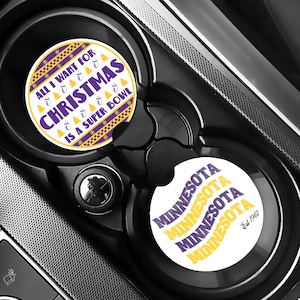 Minnesota Football Soapstone Car Coasters, Viking Football Team Cup Holder Coasters, Retro Kevin O&#39;Connell Gift, Gifts for Viking Fans