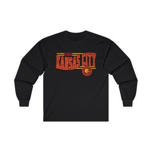 Kansas City Football Retro Crewneck Långärmad, Chief Retro Långärmad T-shirt, KC Unisex T-shirt, Matchdag T-shirt, Chief Football Fan Gåva Black