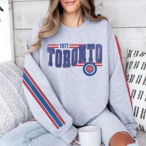 Toronto Baseball Vintage Retro Sweatshirt, Unisex Blue Jay Sleeve Print Crewneck, Throwback Style Sweatshirt, Gift for Toronto Baseball Fans