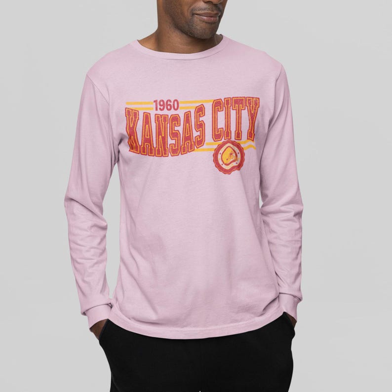 Kansas City Football Retro Crewneck Långärmad, Chief Retro Långärmad T-shirt, KC Unisex T-shirt, Matchdag T-shirt, Chief Football Fan Gåva bild 4